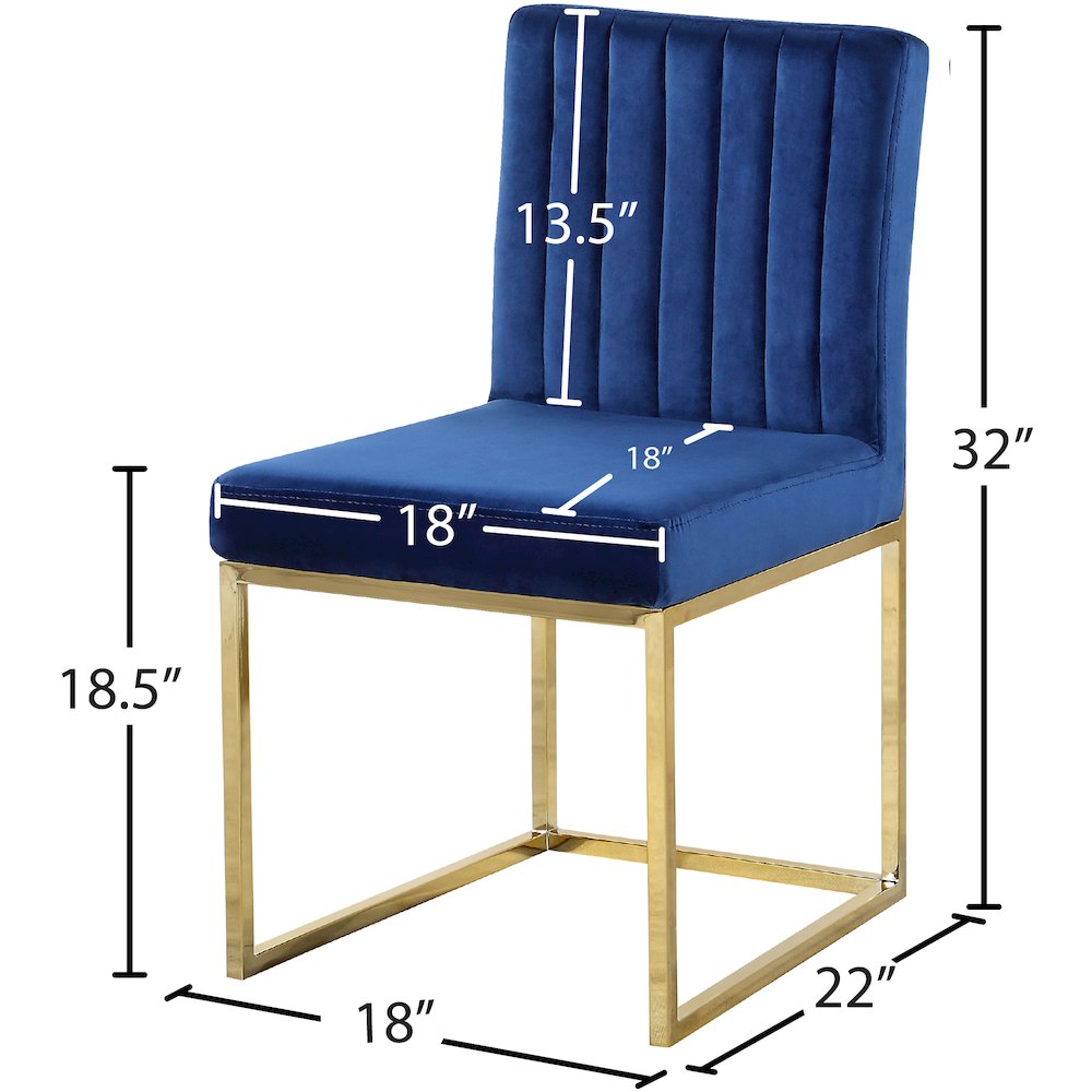 Giselle Navy Velvet Dining Chair, Set of 2