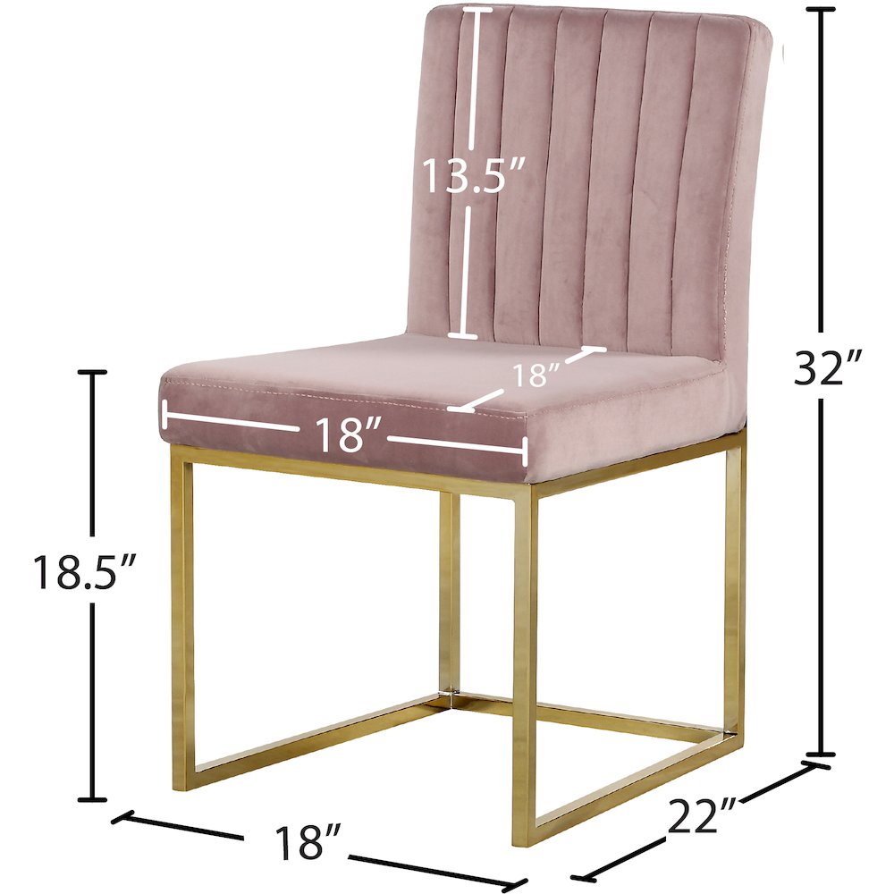 Giselle Pink Velvet Dining Chair, Set of 2