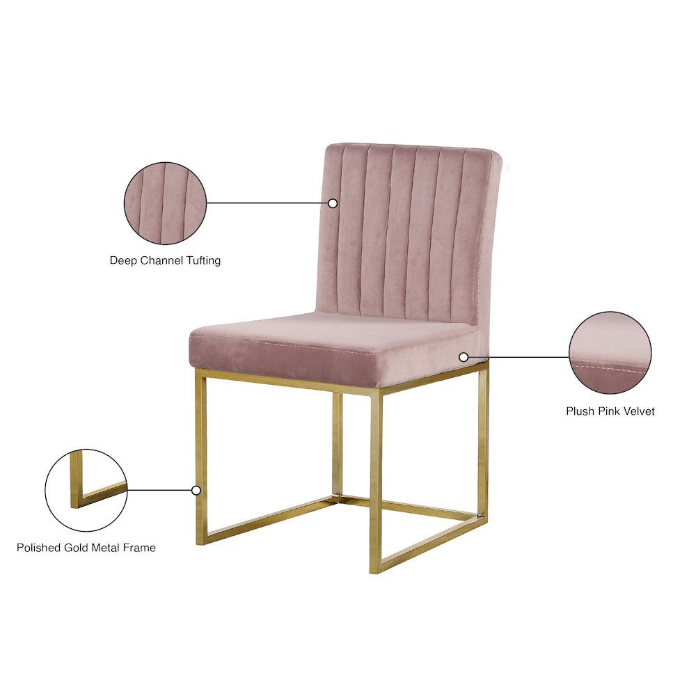 Giselle Pink Velvet Dining Chair, Set of 2