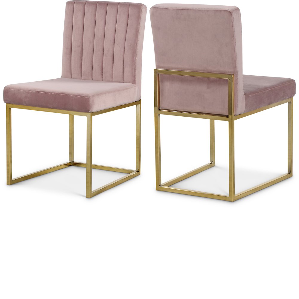 Giselle Pink Velvet Dining Chair, Set of 2
