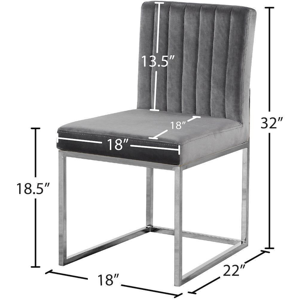 Giselle Grey Velvet Dining Chair, Set of 2