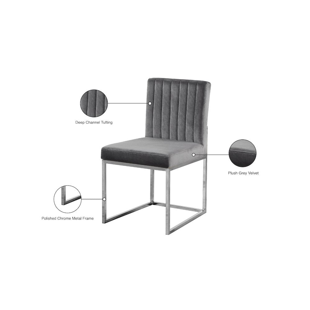 Giselle Grey Velvet Dining Chair, Set of 2