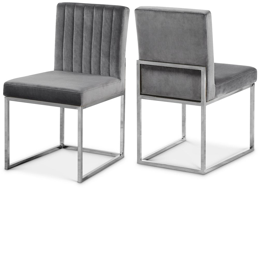 Giselle Grey Velvet Dining Chair, Set of 2