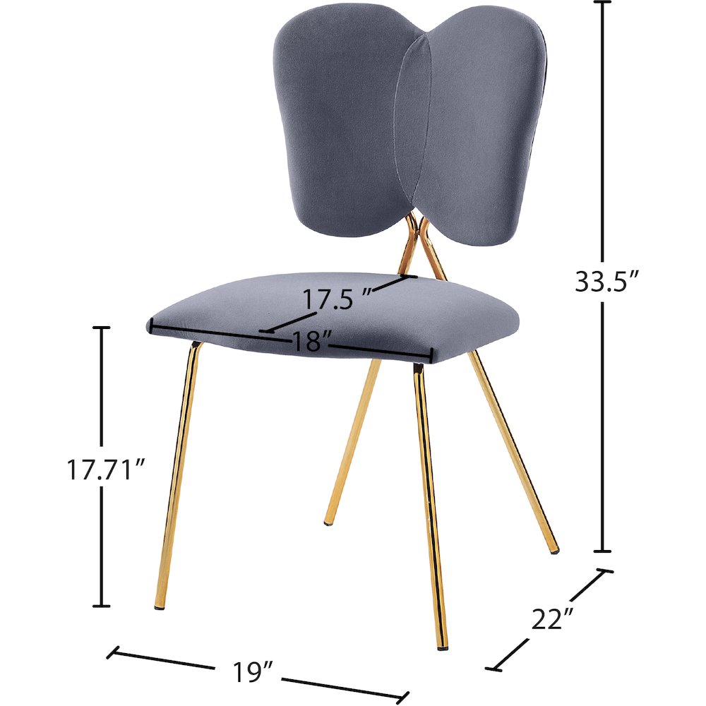 Angel Grey Velvet Dining Chair, Set of 2