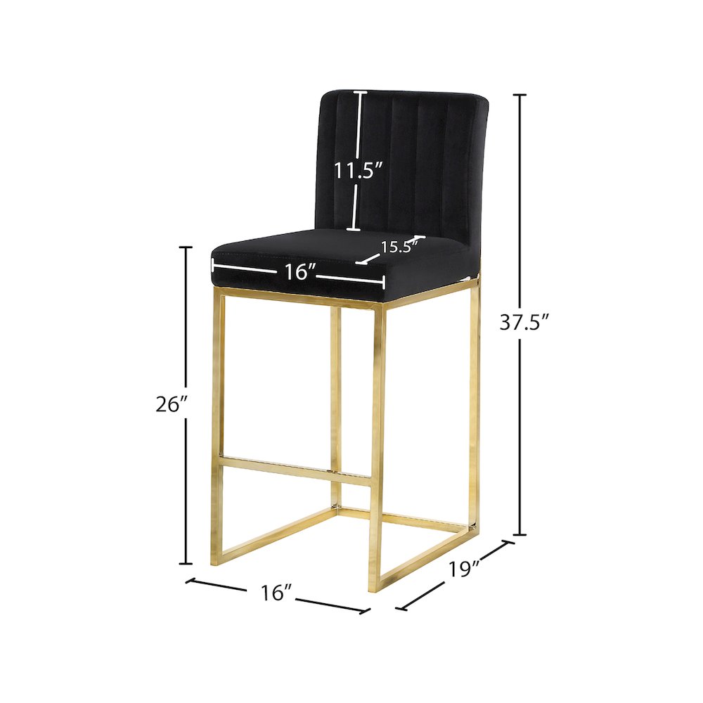 Giselle Black Velvet Stool