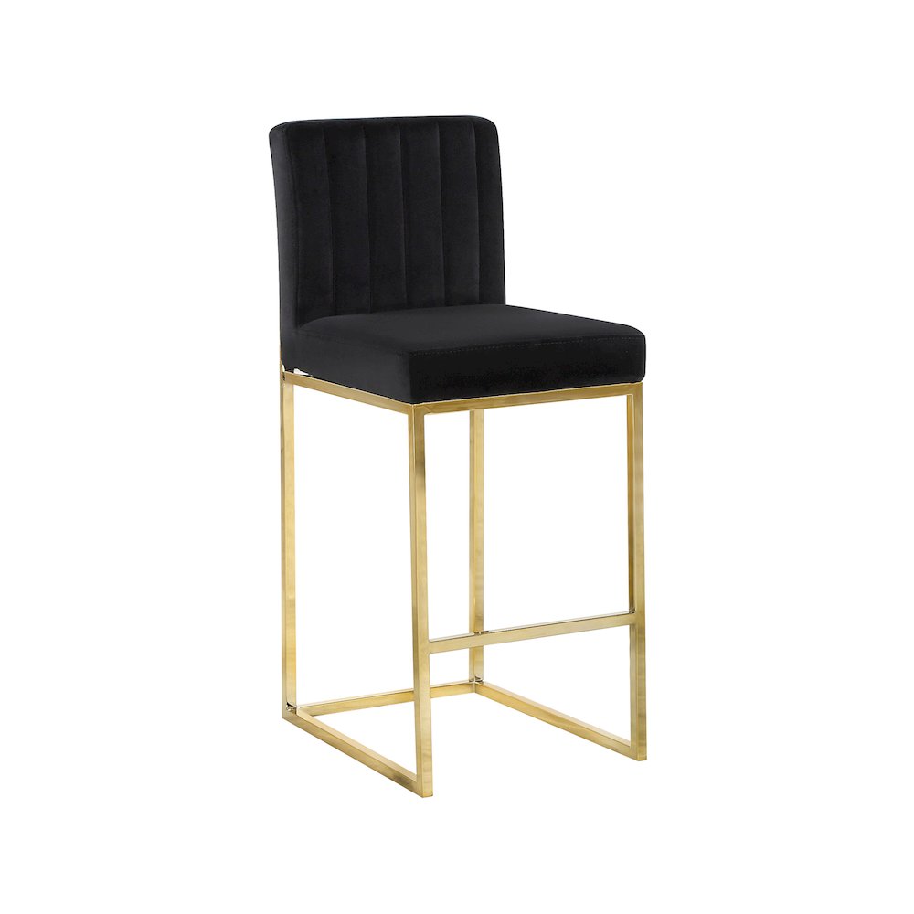 Giselle Black Velvet Stool