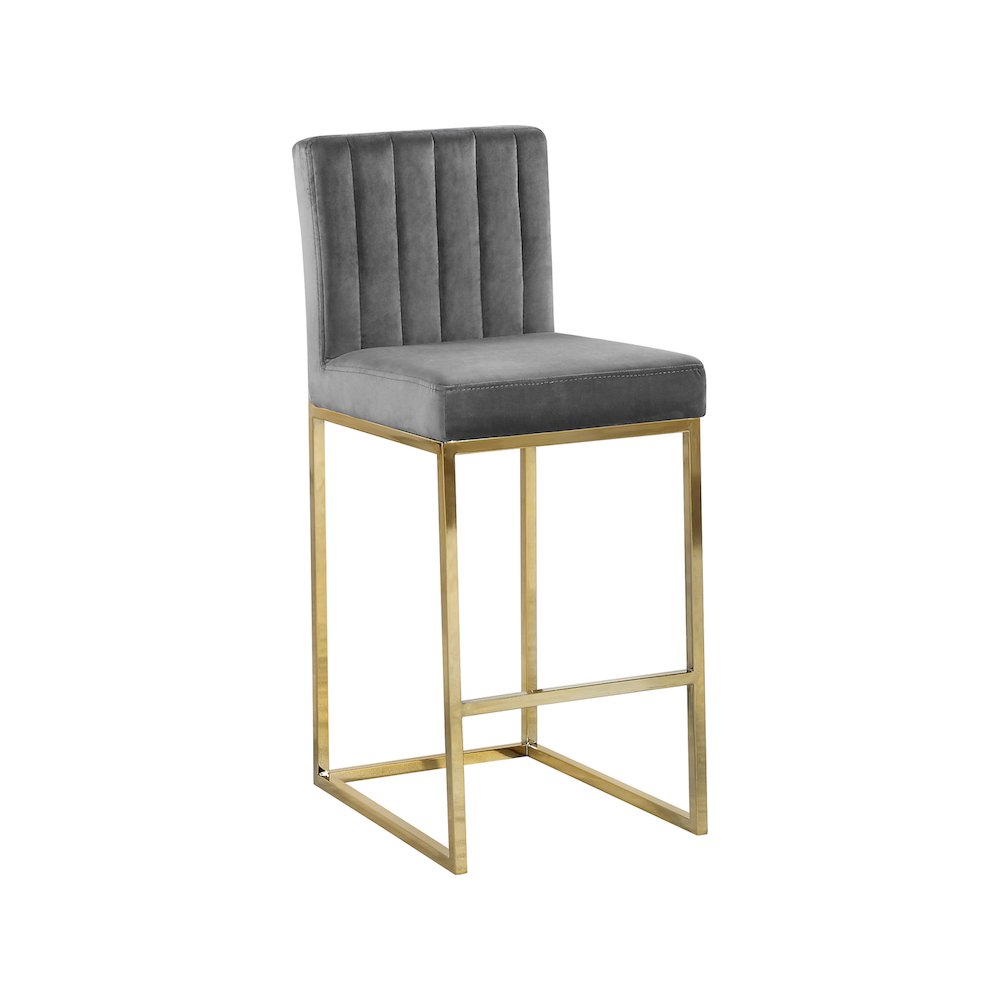 Giselle Grey Velvet Stool