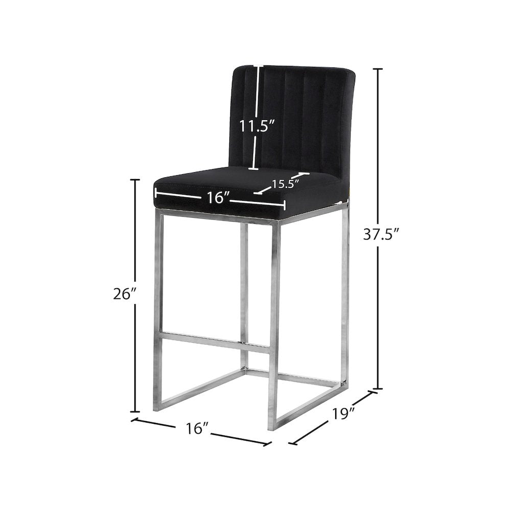 Giselle Black Velvet Stool