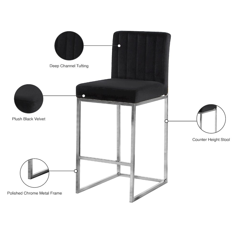Giselle Black Velvet Stool