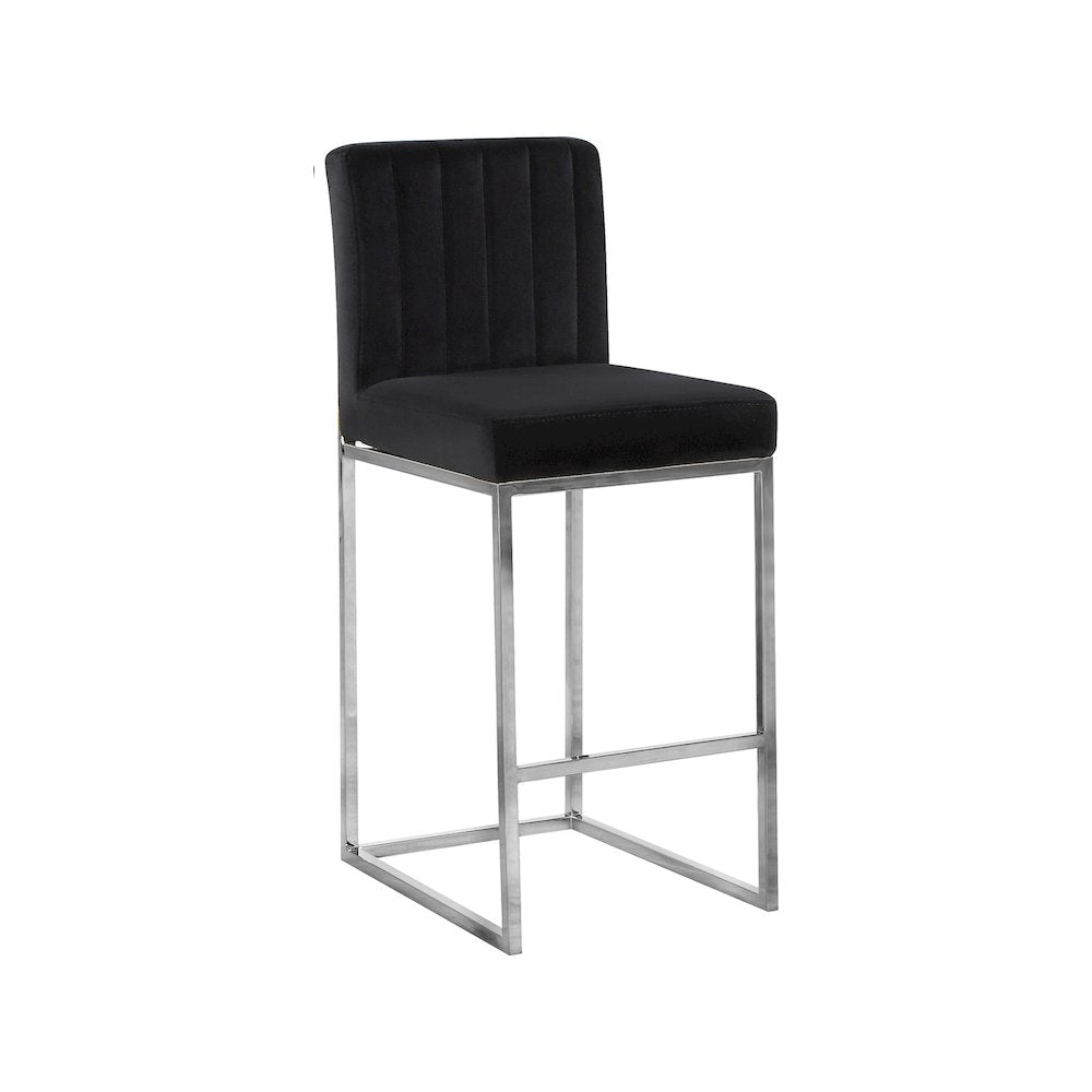 Giselle Black Velvet Stool