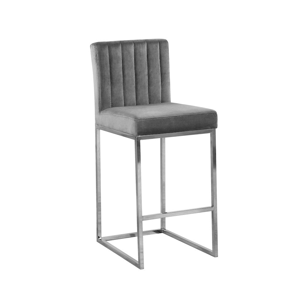 Giselle Grey Velvet Stool