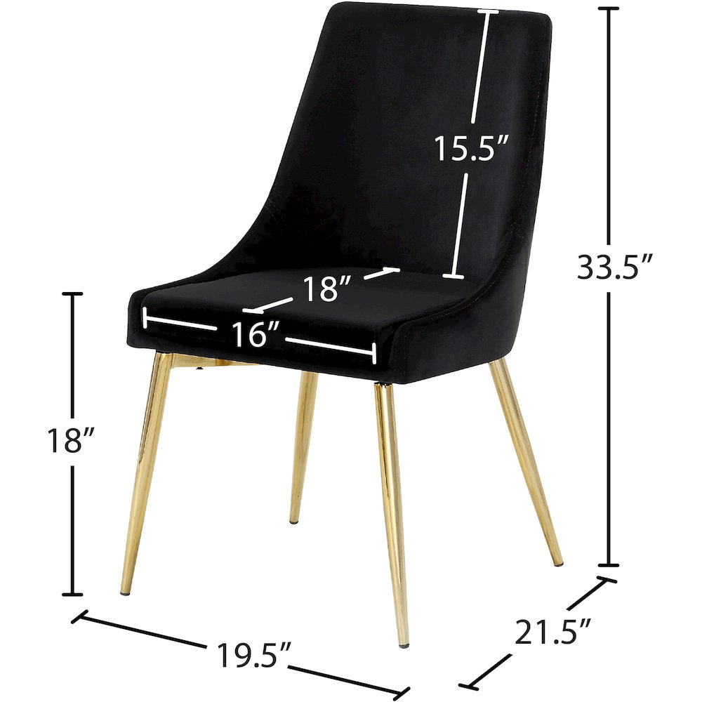Karina Black Velvet Dining Chair, Set of 2