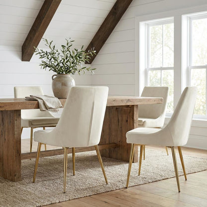 Gold Velvet 2-Piece Dining Chair Set with Contemporary Design and Cushioned Seat