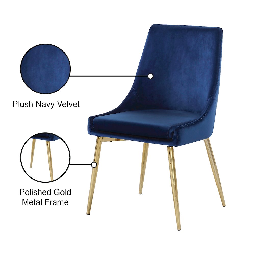 Karina Navy Velvet Dining Chair, Set of 2