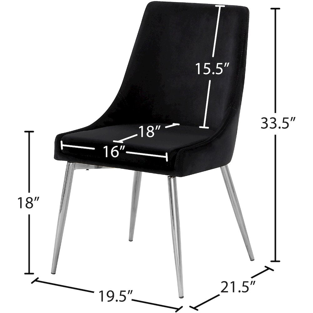 Karina Black Velvet Dining Chair, Set of 2
