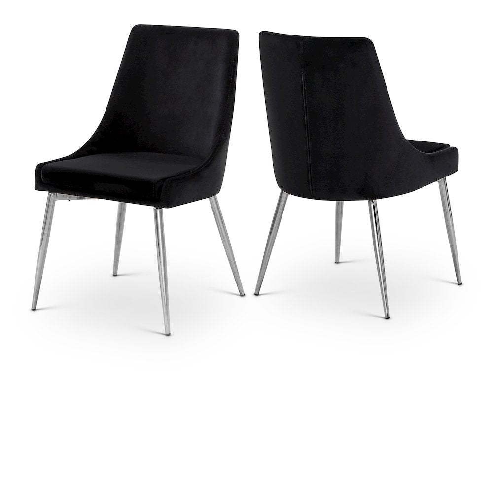 Karina Black Velvet Dining Chair, Set of 2