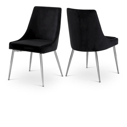 Karina Black Velvet Dining Chair, Set of 2
