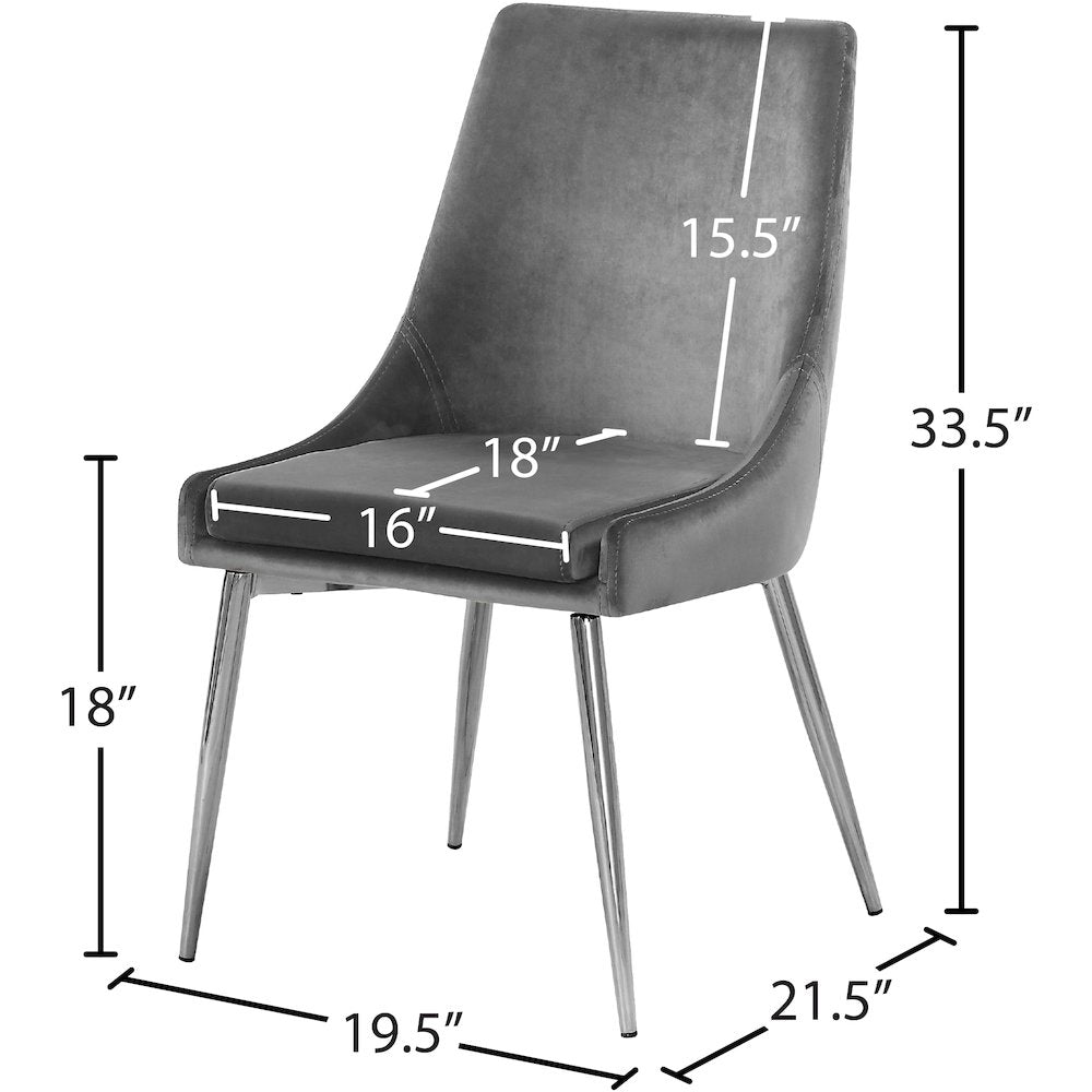 Karina Grey Velvet Dining Chair, Set of 2