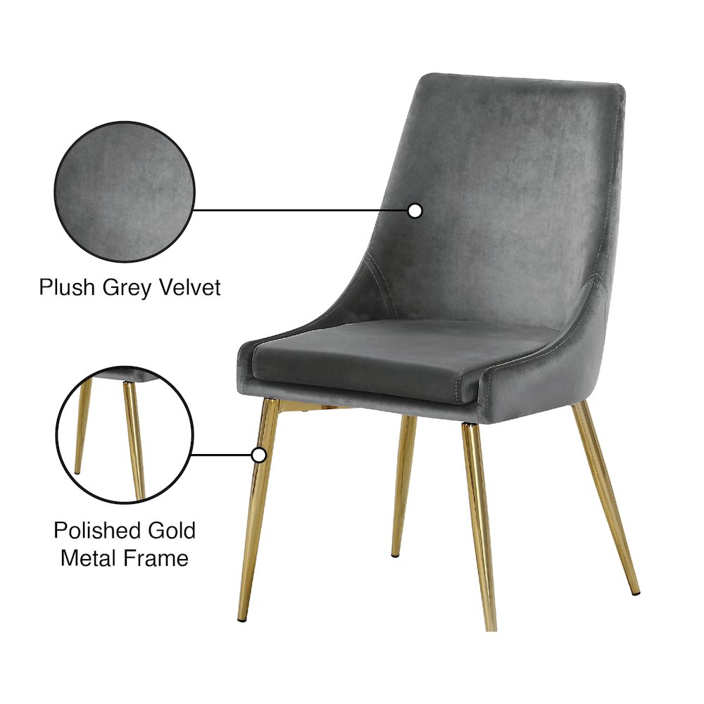 Karina Grey Velvet Dining Chair, Set of 2
