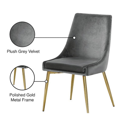 Karina Grey Velvet Dining Chair, Set of 2