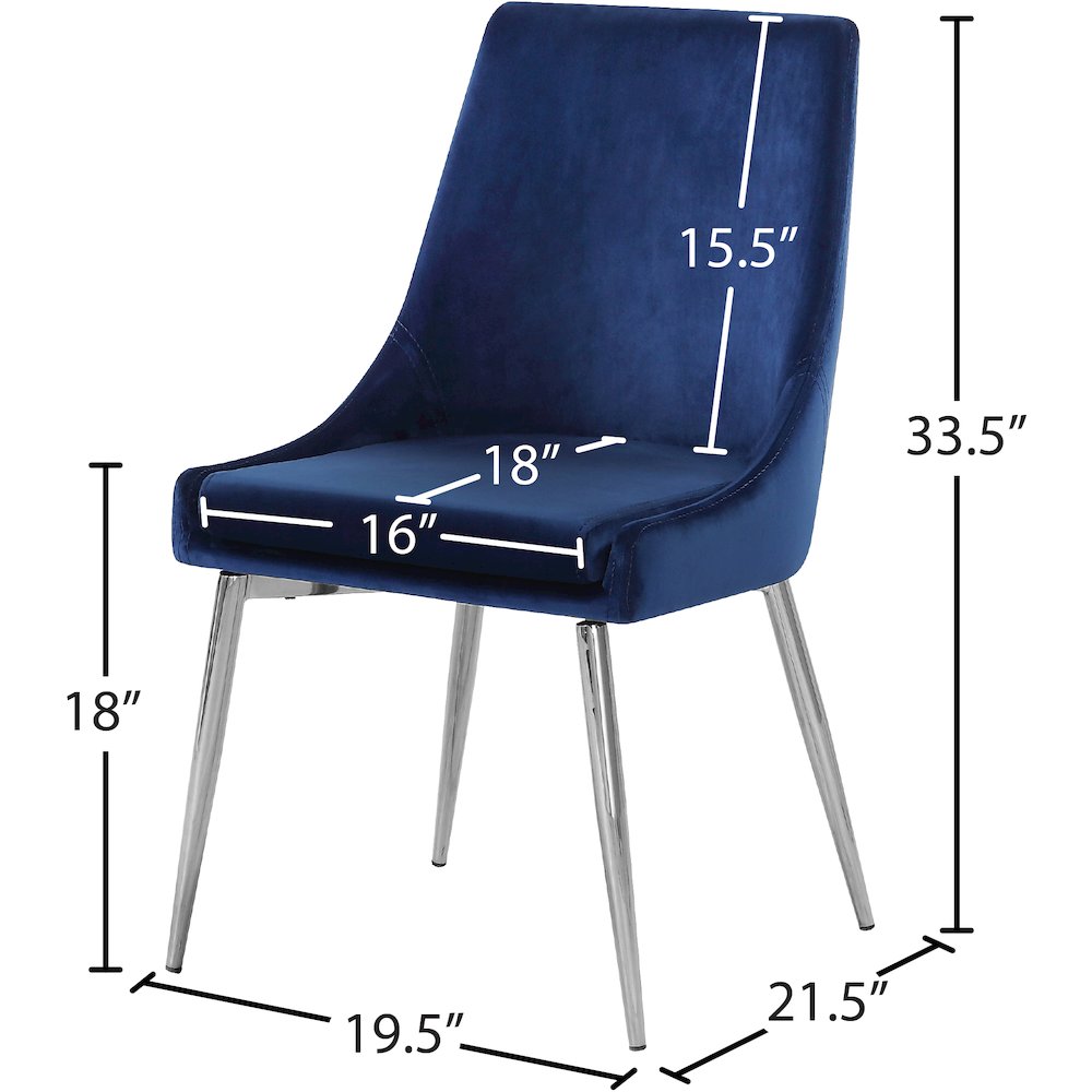 Karina Navy Velvet Dining Chair, Set of 2
