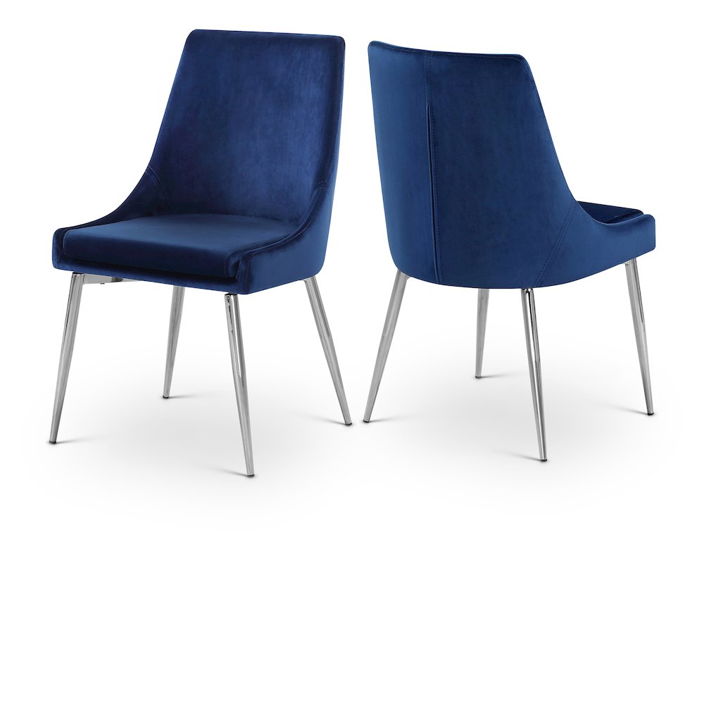 Karina Navy Velvet Dining Chair, Set of 2