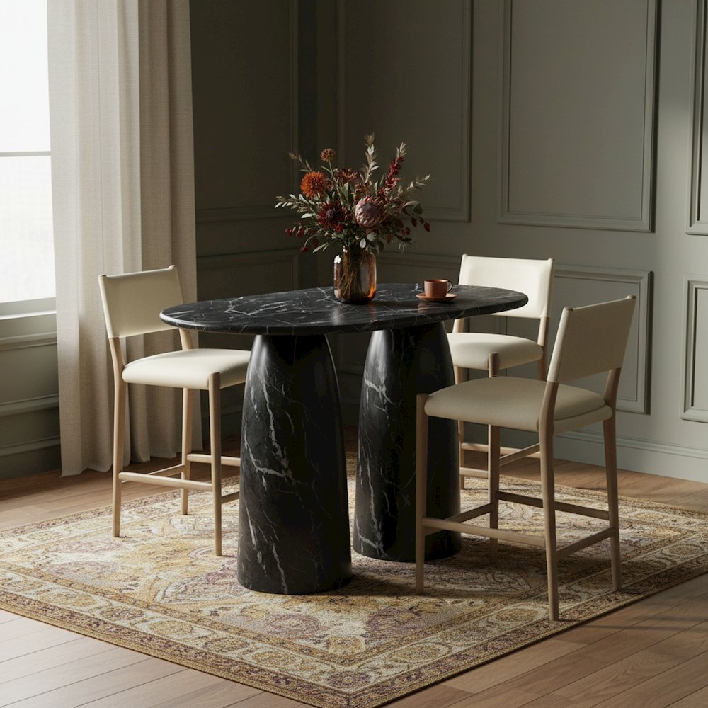 Cosenza Black Concrete Indoor/Outdoor Counter Height Table (3 Boxes)