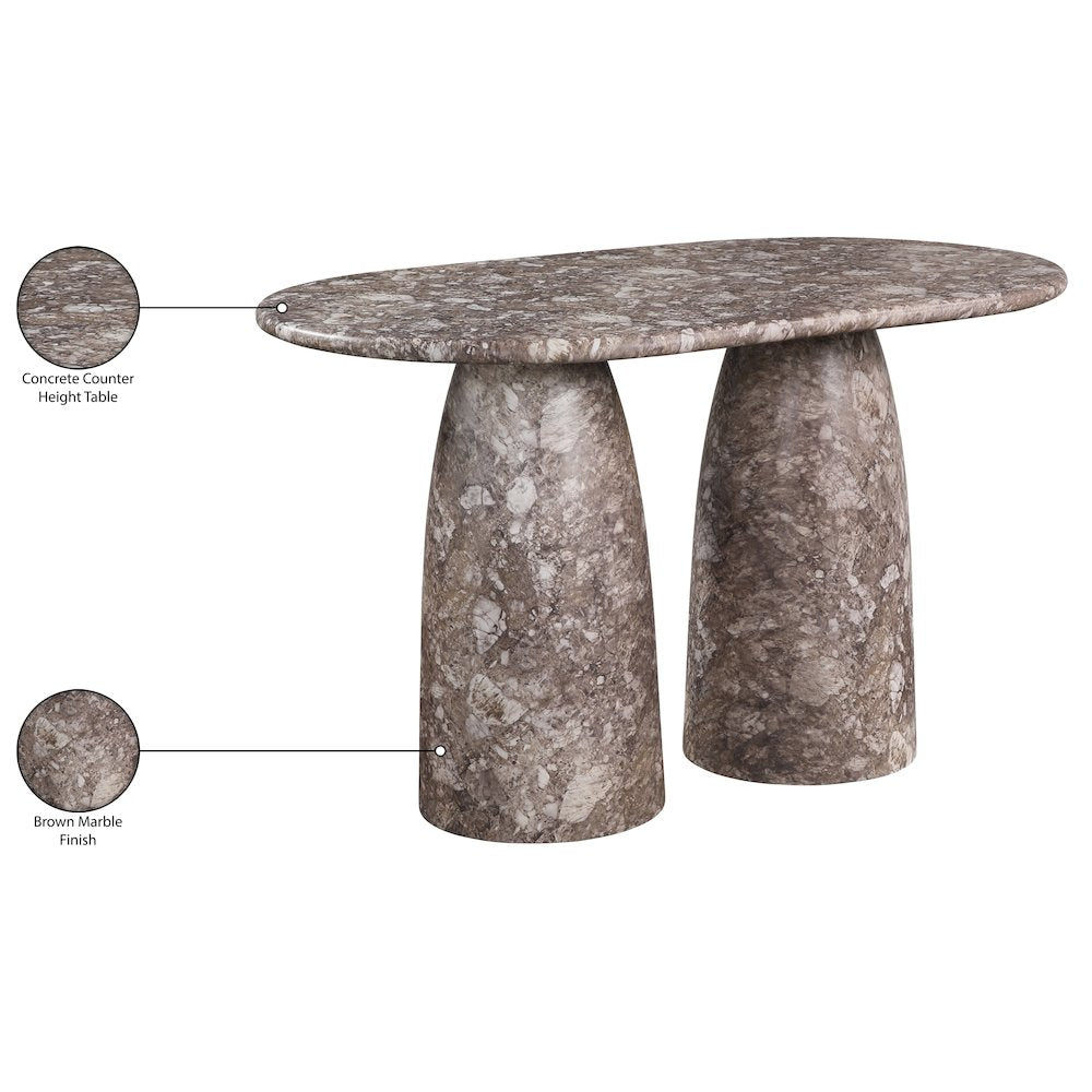 Cosenza Brown Concrete Indoor/Outdoor Counter Height Table (3 Boxes)
