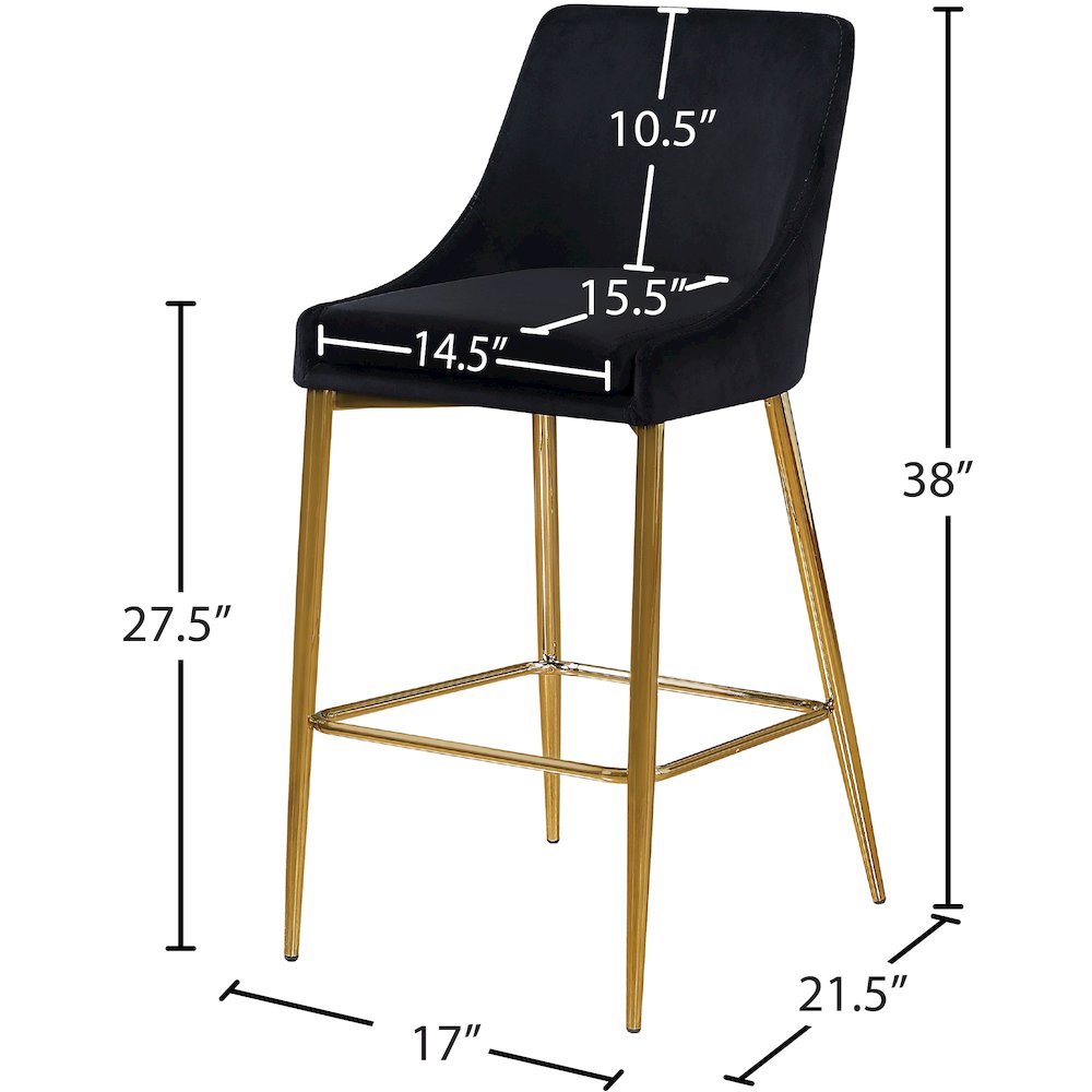 Karina Black Velvet Stool, Set of 2