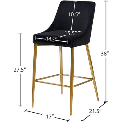 Karina Black Velvet Stool, Set of 2