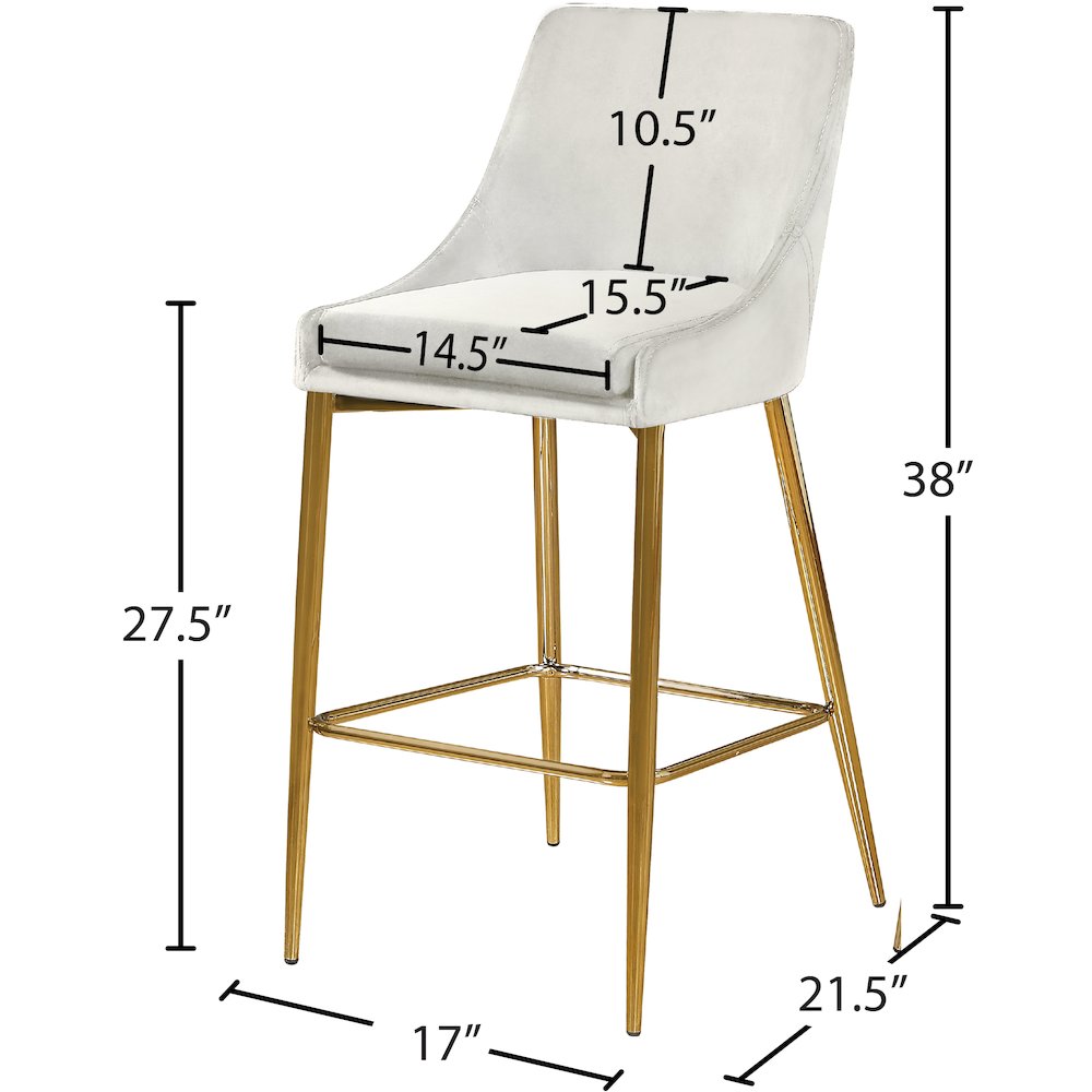 Karina Cream Velvet Stool, Set of 2