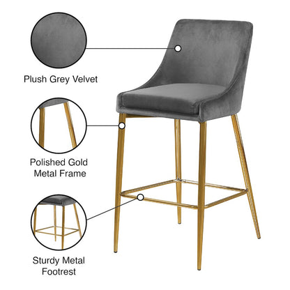Karina Grey Velvet Stool, Set of 2