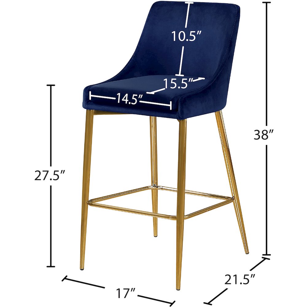 Karina Navy Velvet Stool, Set of 2