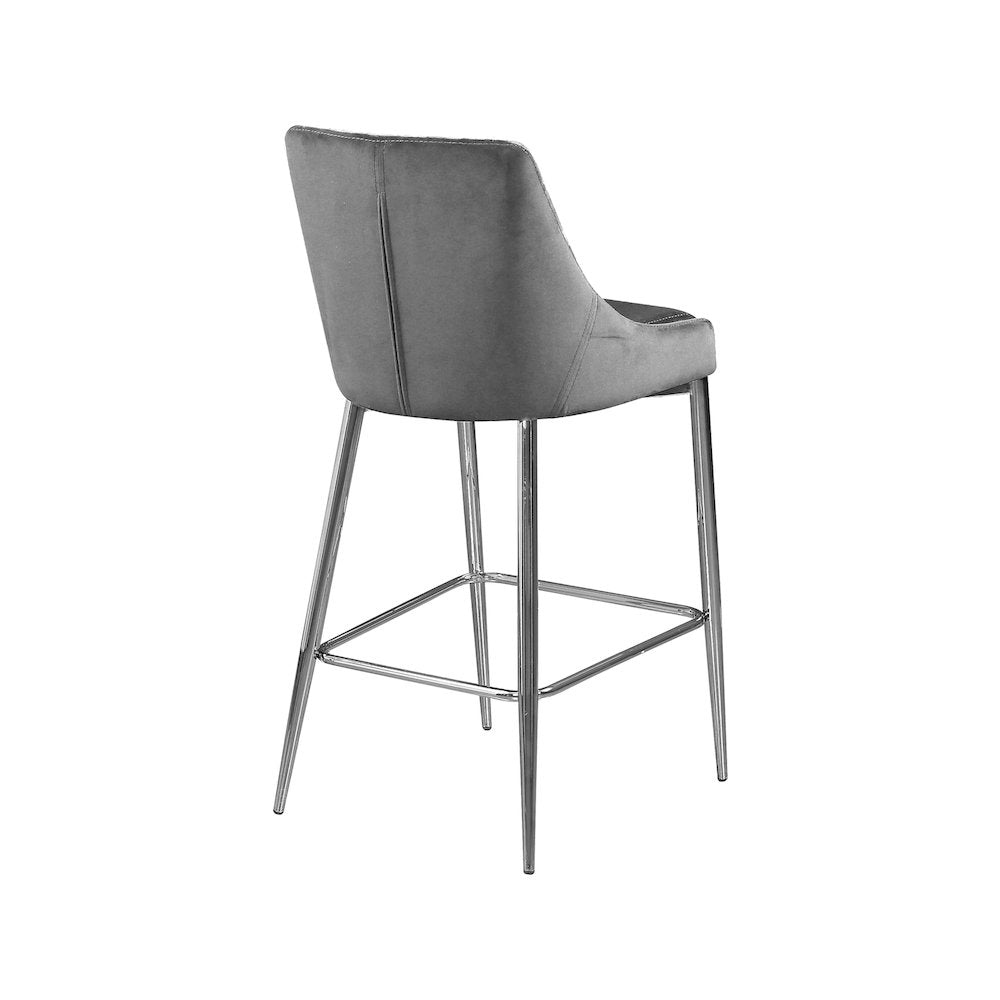 Karina Grey Velvet Stool, Set of 2