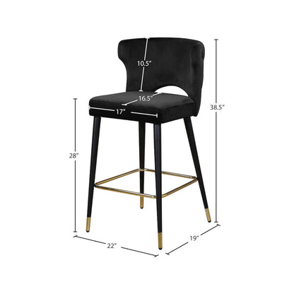 Kelly Black Velvet Stool, Set of 2