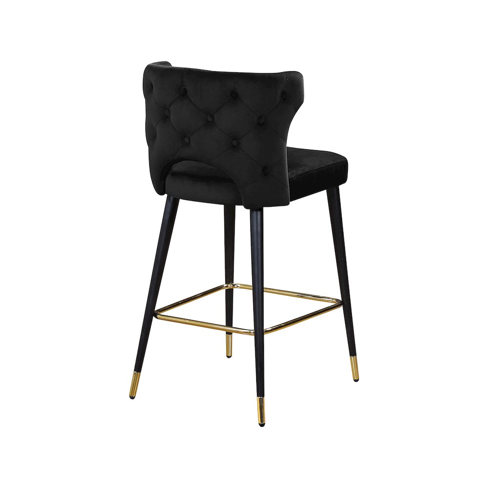 Kelly Black Velvet Stool, Set of 2