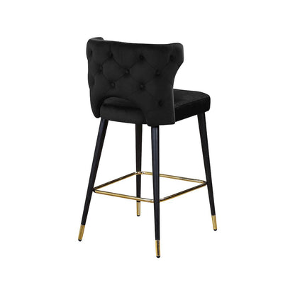 Kelly Black Velvet Stool, Set of 2
