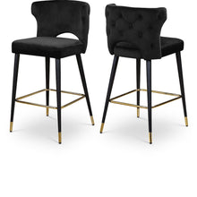 Kelly Black Velvet Stool, Set of 2