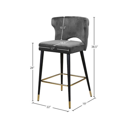 Kelly Grey Velvet Stool, Set of 2