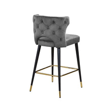 Kelly Grey Velvet Stool, Set of 2