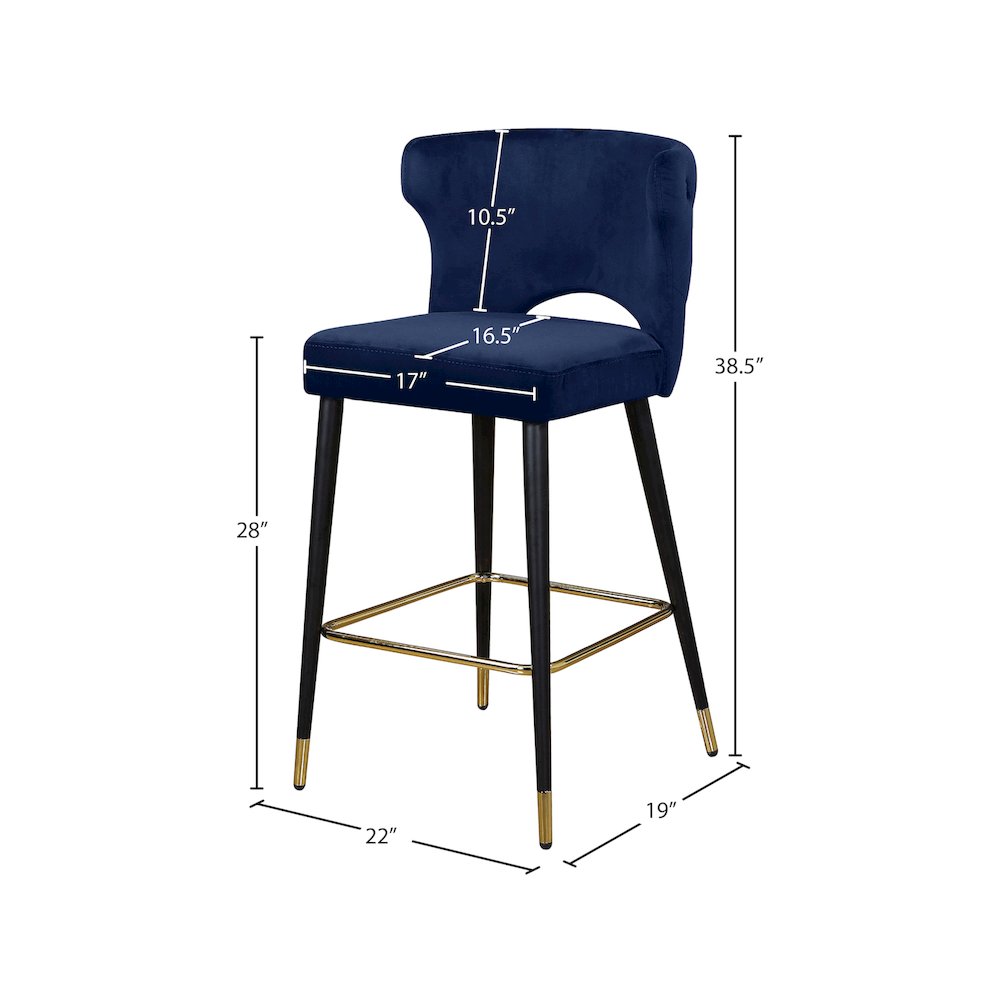 Kelly Navy Velvet Stool, Set of 2
