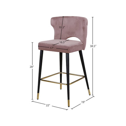 Kelly Pink Velvet Stool, Set of 2