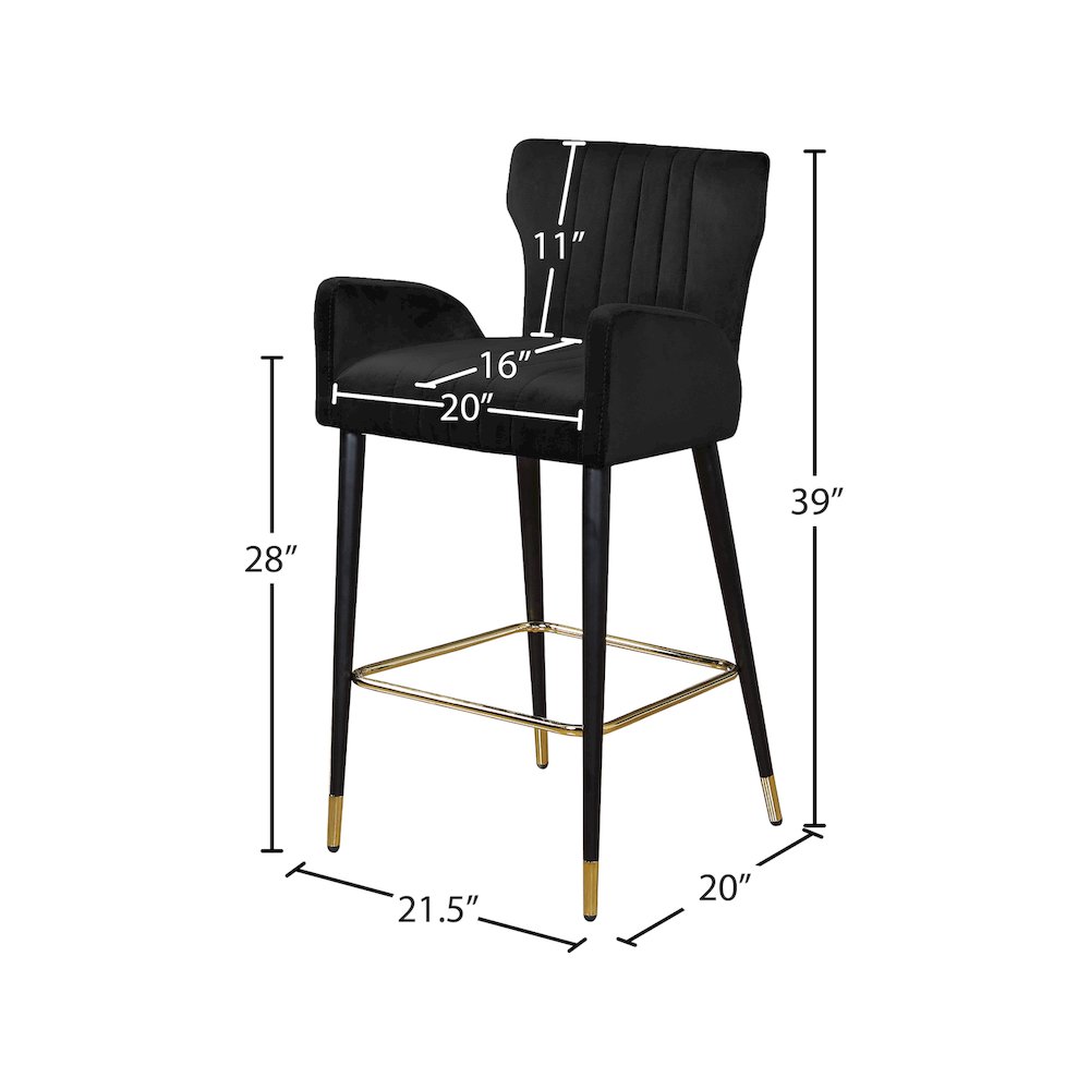 Luxe Black Velvet Stool, Set of 2