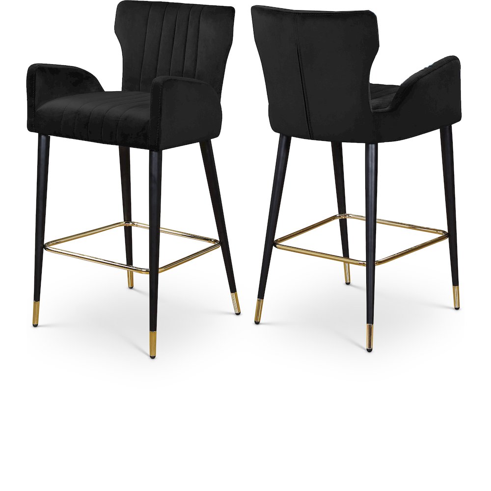 Luxe Black Velvet Stool, Set of 2