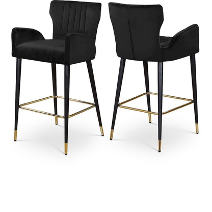 Luxe Black Velvet Stool, Set of 2