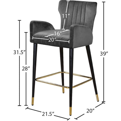 Luxe Grey Velvet Stool, Set of 2