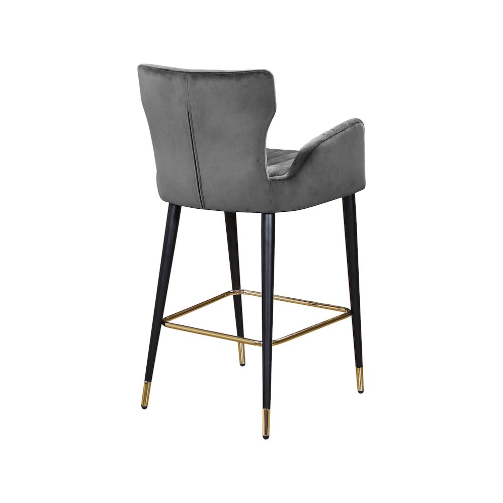 Luxe Grey Velvet Stool, Set of 2