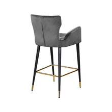 Luxe Grey Velvet Stool, Set of 2