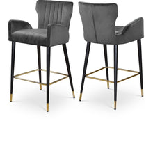 Luxe Grey Velvet Stool, Set of 2