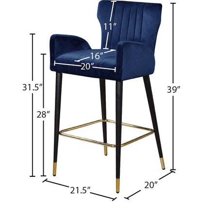 Luxe Navy Velvet Stool, Set of 2